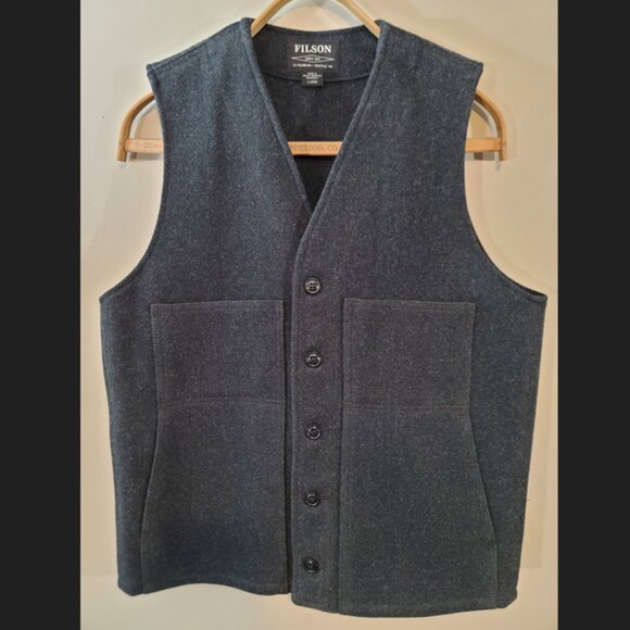 Filson Other - Filson Mackinaw Wool Vest L Long Gray Button Closure Made in USA